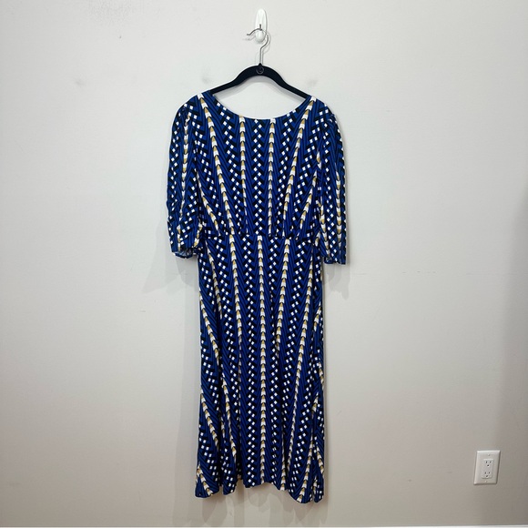 Anthropologie The Odell’s Marjorie Midi Geometric Blue Dress - Picture 2 of 8